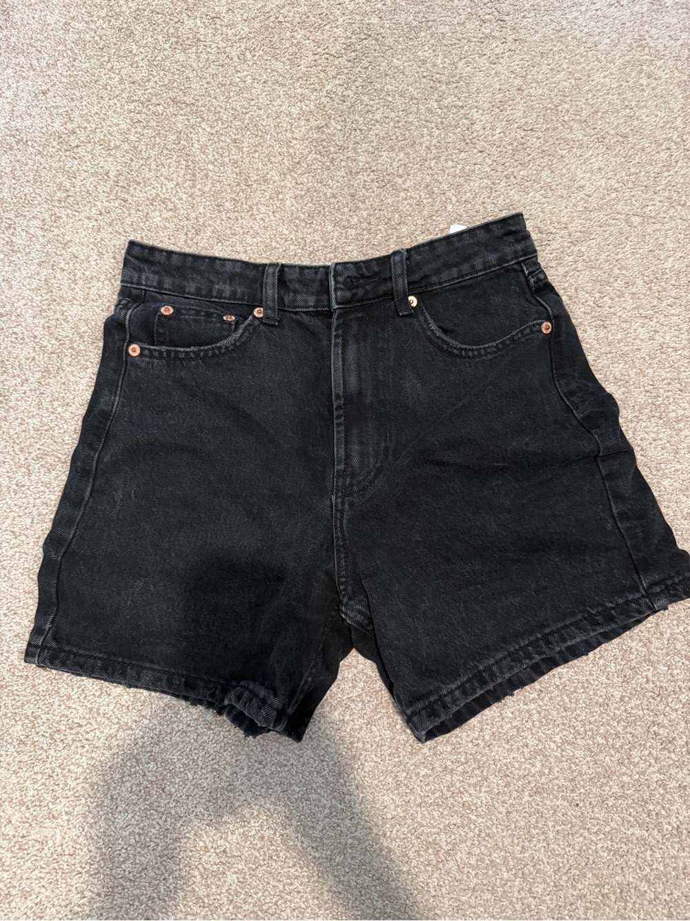 Zara Black High-Rise Denim Shorts